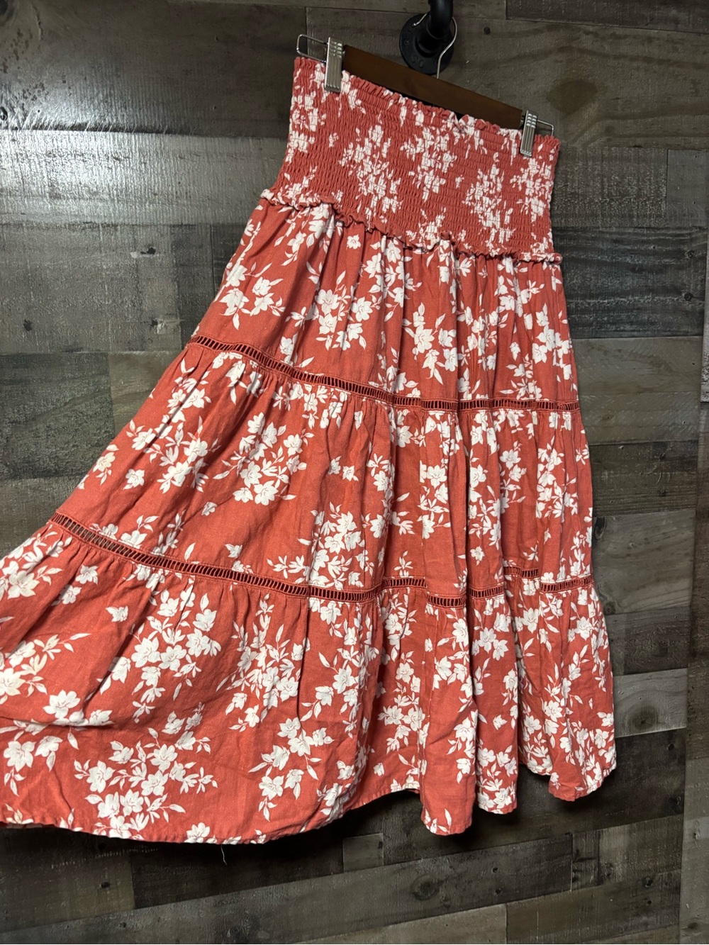 House of Harlow 1960 Rust Floral Tiered Maxi Skirt/ Top Set Medium - Picture 9 of 16